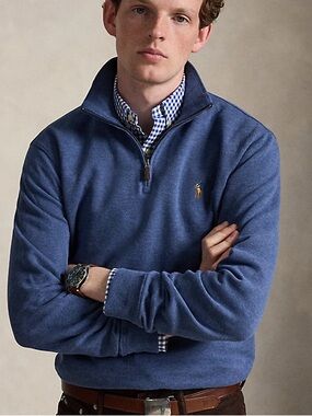 Polo Ralph Lauren Estate Rib Quarter Zip Pullover Sweater Blue Size Small